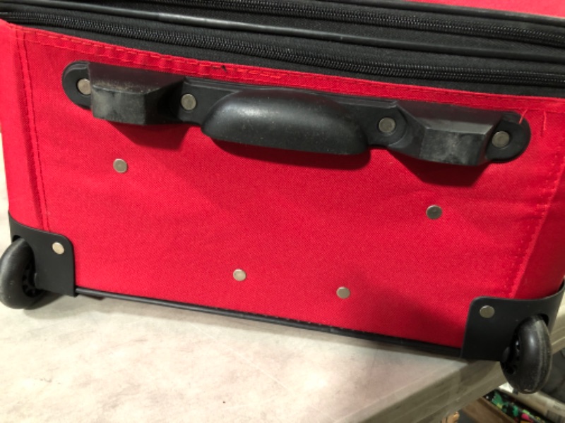 Photo 4 of **USED/SEE PHOTOS** Rockland Journey Softside Upright Luggage Set, Red, 4-Piece (14/19/24/28) 4-Piece Set (14/19/24/28) Red