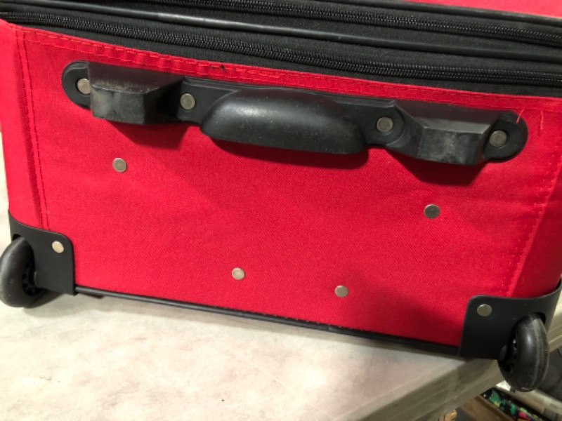 Photo 1 of **USED/SEE PHOTOS** Rockland Journey Softside Upright Luggage Set, Red, 4-Piece (14/19/24/28) 4-Piece Set (14/19/24/28) Red