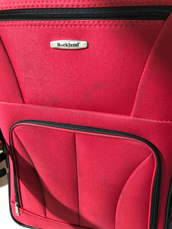 Photo 3 of **USED/SEE PHOTOS** Rockland Journey Softside Upright Luggage Set, Red, 4-Piece (14/19/24/28) 4-Piece Set (14/19/24/28) Red