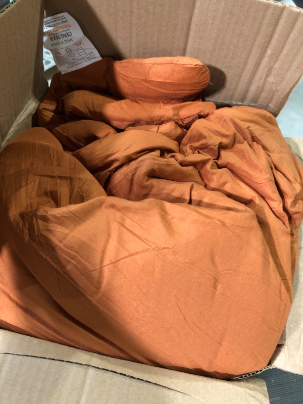Photo 2 of **USED** ETDIFFE Bedding Comforter Set Queen Size, 7 Piece Boho Microfiber Bed in a Bag - Soft & Lightweight All Season Farmhouse Down Alternative Comforter with Sheets for Women Men, Solid Burnt Orange Queen Burnt Orange