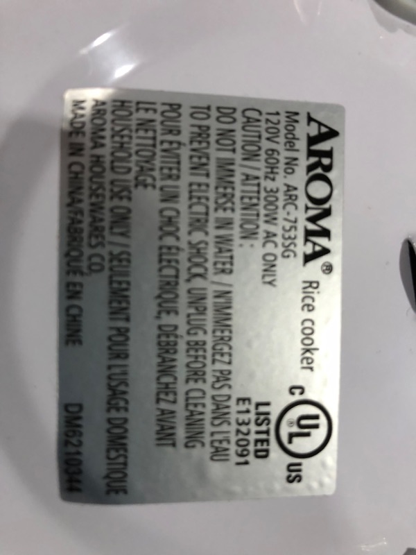 Photo 3 of Aroma Housewares Select Stainless Rice Cooker & Warmer with Uncoated Inner Pot, 6-Cup(cooked) / 1.4Qt, ARC-753SG, White 6-Cup(cooked) / 1.4Qt. Rice Cooker
