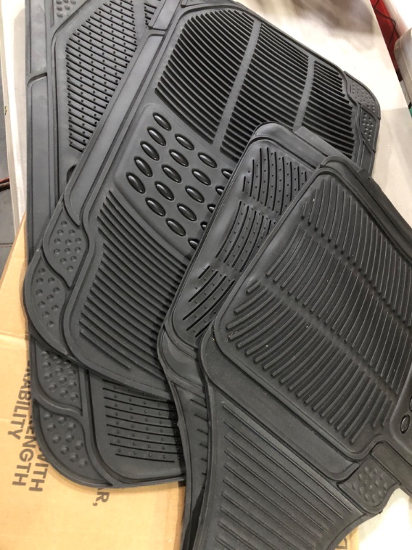 Photo 2 of Bdk MT783PLUS Proliner Original 3PC Heavy-Duty Front & Rear Rubber Floor Mats for Car SUV Van & Truck - All Weather Protection Universal Fit (Black)