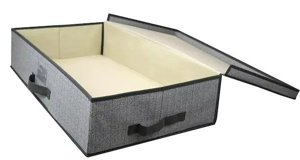 Photo 1 of 
16 in. x 28 in. Grey Fabric Underbed Shoe Storage