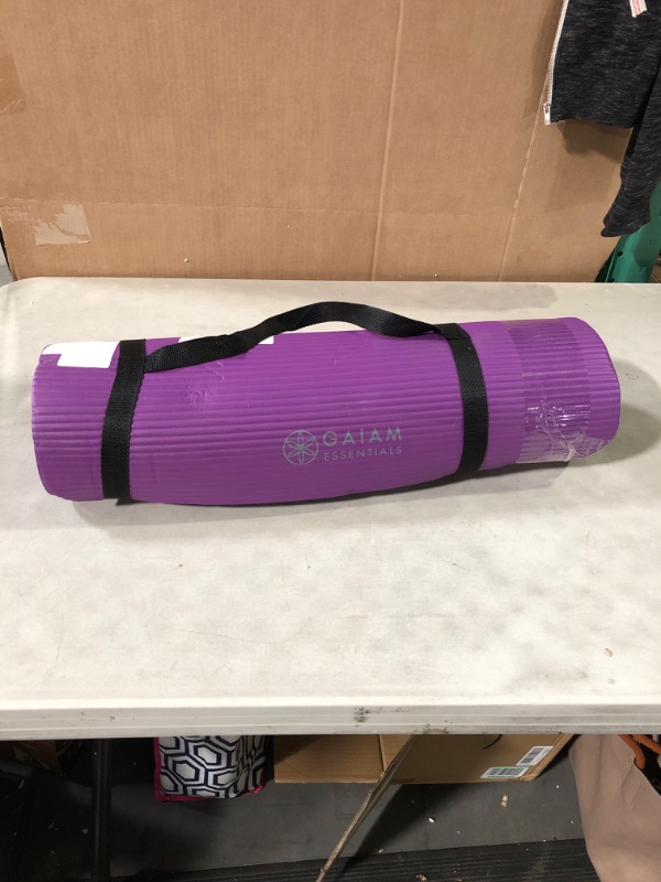 Photo 2 of *SEE NOTES* Gaiam Essentials Thick Yoga Mat Fitness Carrier Strap, 72"L x 24"W x 2/5 Inch Thick Purple