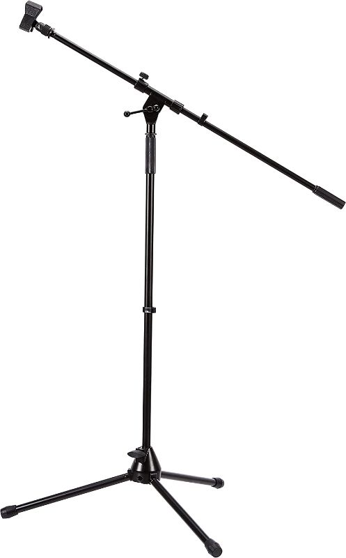 Photo 1 of Amazon Basics Tripod Boom Microphone Stand - Height-Adjustable with Metal Base - 25 Feet, Black