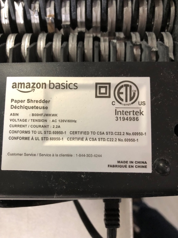 Photo 1 of Amazon Basics 6-Sheet Cross-Cut Paper and Credit Card Home Office Shredder 6 Sheet Shredder