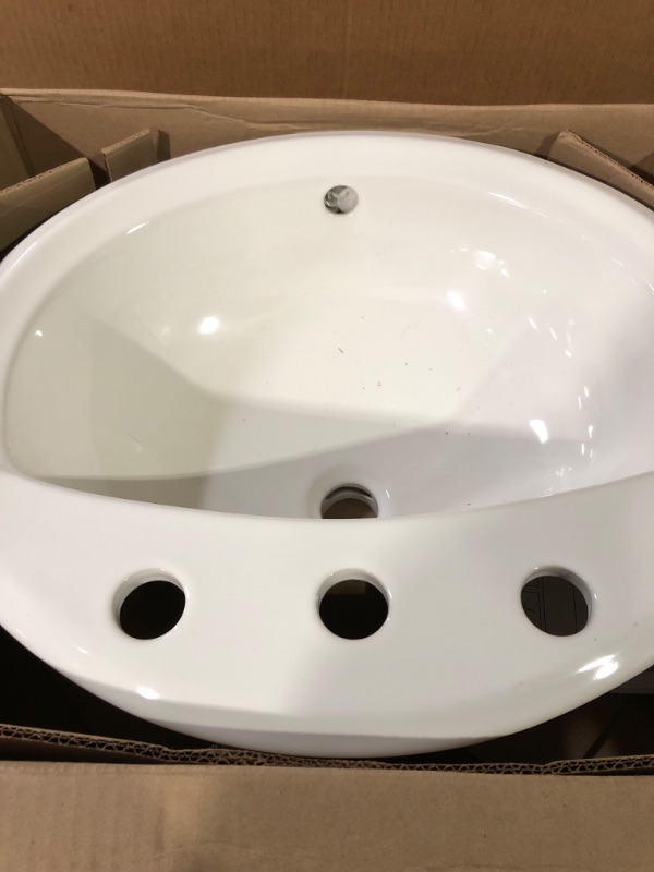 Photo 2 of American Standard 0475020.020 Aqualyn Oval Drop-in Bathroom Sink with 3 Faucet Holes (8 Centers), White