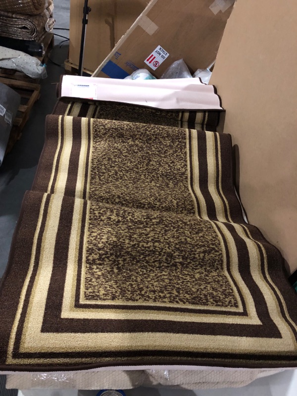 Photo 2 of Antep Rugs Alfombras Modern Bordered 2x7 Non-Skid (Brown Beige, 2' x 7')