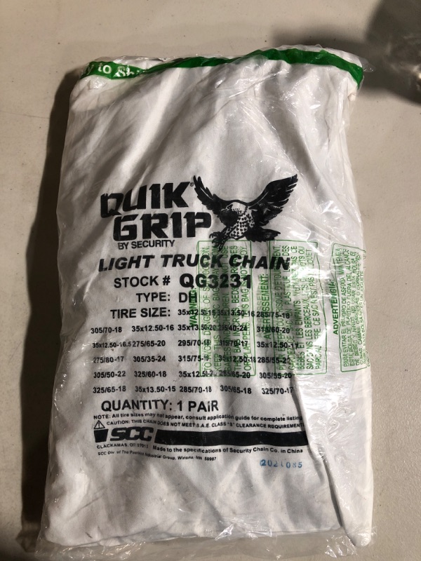 Photo 2 of Security Chain Company QG3231 Quik Grip Wide Base DH Light Truck Tire Traction Chain - Set of 2,Silver