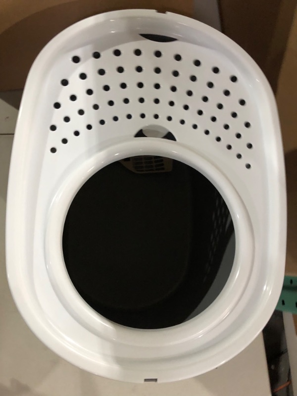 Photo 2 of  Large Simple Round Top Entry Cat Litter Box with Scoop, Curved Kitty Litter - Gray/White