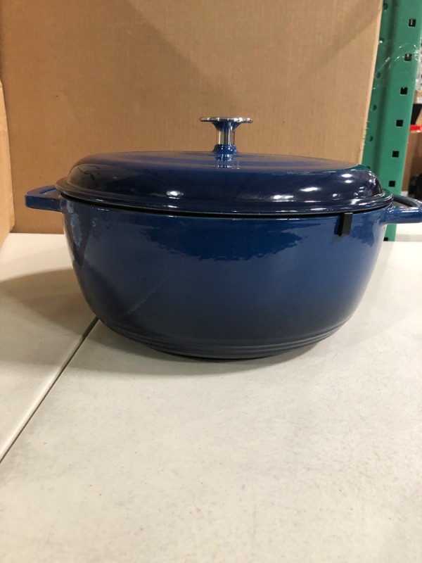 Photo 2 of Amazon Basics Enameled Cast Iron Covered Dutch Oven, 7.3-Quart, Navy Navy 7.3-Quart Oven