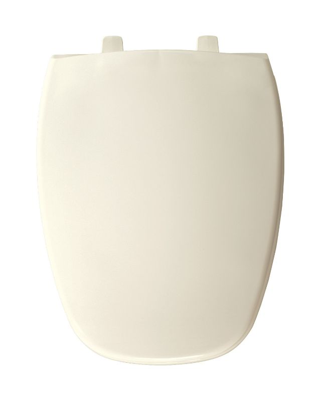 Photo 1 of Bemis Elongated Plastic Toilet Seat in Biscuit Fits Eljer Emblem with Top-Tite Hinge
