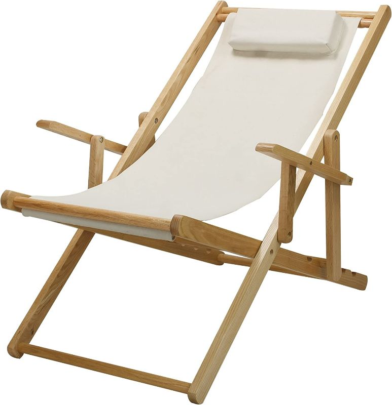 Photo 2 of Casual Home Adjustable Sling Chair Natural Frame, Natural Canvas
