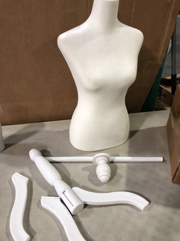 Photo 2 of **SEE NOTES** Bonnlo Female Dress Form Pinnable Mannequin Body Torso with Wooden Tripod Base Stand (White, 6) White 6