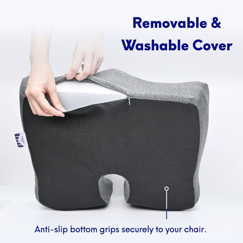 Photo 2 of Cushion Lab Patented Pressure Relief Seat Cushion for Long Sitting Hours on Office & Home Chair - Extra-Dense Memory Foam for Soft Support. Car & Chair Pad for Hip, Tailbone, Coccyx, Sciatica - Black