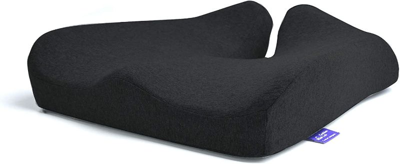 Photo 1 of Cushion Lab Patented Pressure Relief Seat Cushion for Long Sitting Hours on Office & Home Chair - Extra-Dense Memory Foam for Soft Support. Car & Chair Pad for Hip, Tailbone, Coccyx, Sciatica - Black