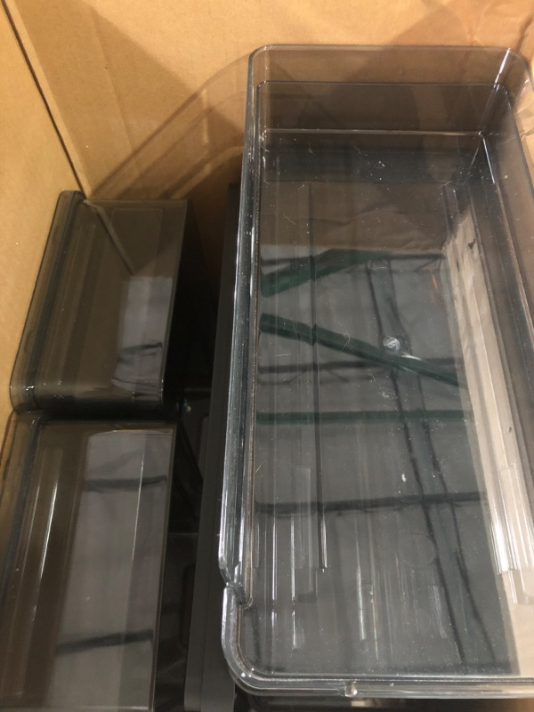 Photo 1 of iDesign The Sarah Tanno Collection Small 5-Drawer Stacking Cosmetic Organizer Cart, Smoke/Black 5-Drawer Stacking Cosmetic Organizer Cart Smoke and Black