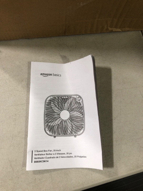 Photo 2 of Amazon Basics 3 Speed Box Fan, 20-Inch 20-inch Box Fan