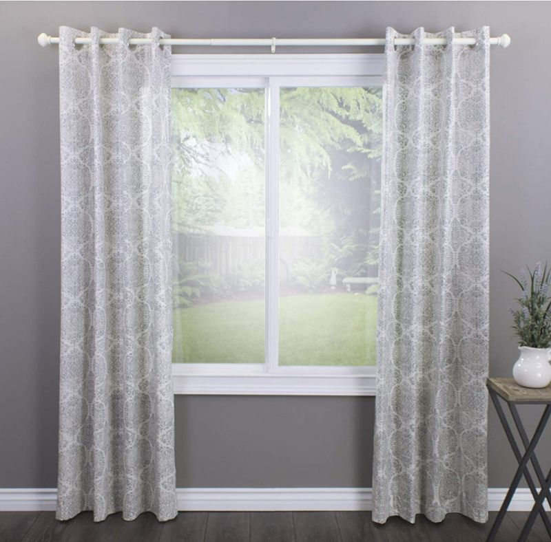 Photo 2 of (NEW) Single Curtain Rod, 72 to 144-Inch, Bright White & Urn Curtain Holdbacks, One Size.