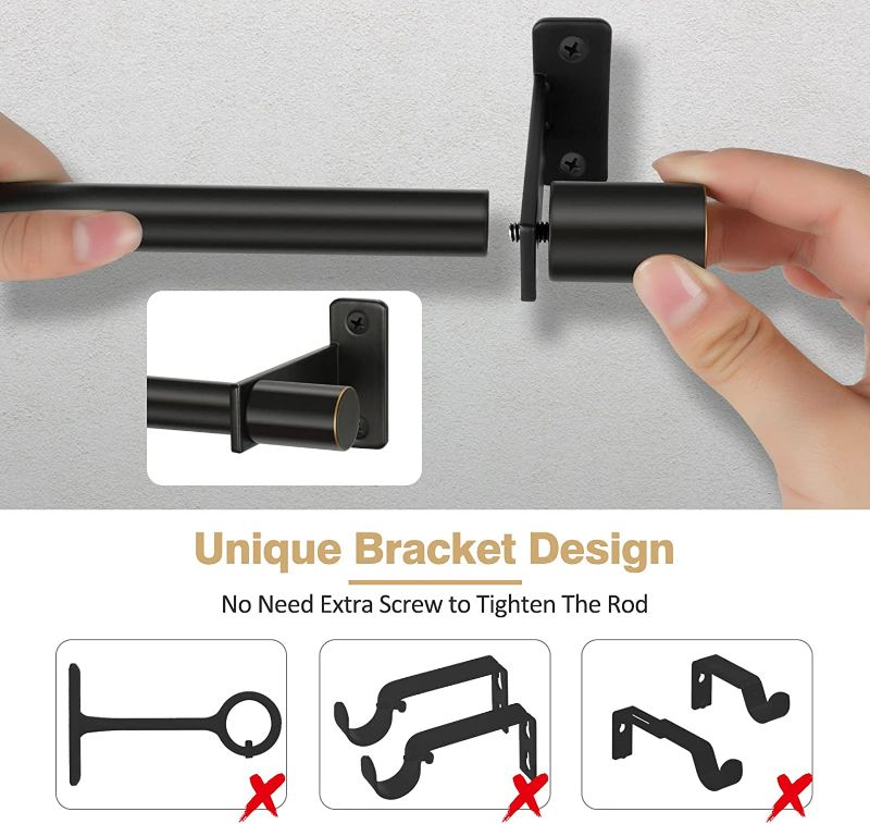 Photo 2 of bracheng Black Curtain Rod, Industrial Window for Wall Mount and Ceiling Mount, for Curtains with Cylindrical Finials, 28 to 48 Inches(2.3-4 Feet) 28-48" Black