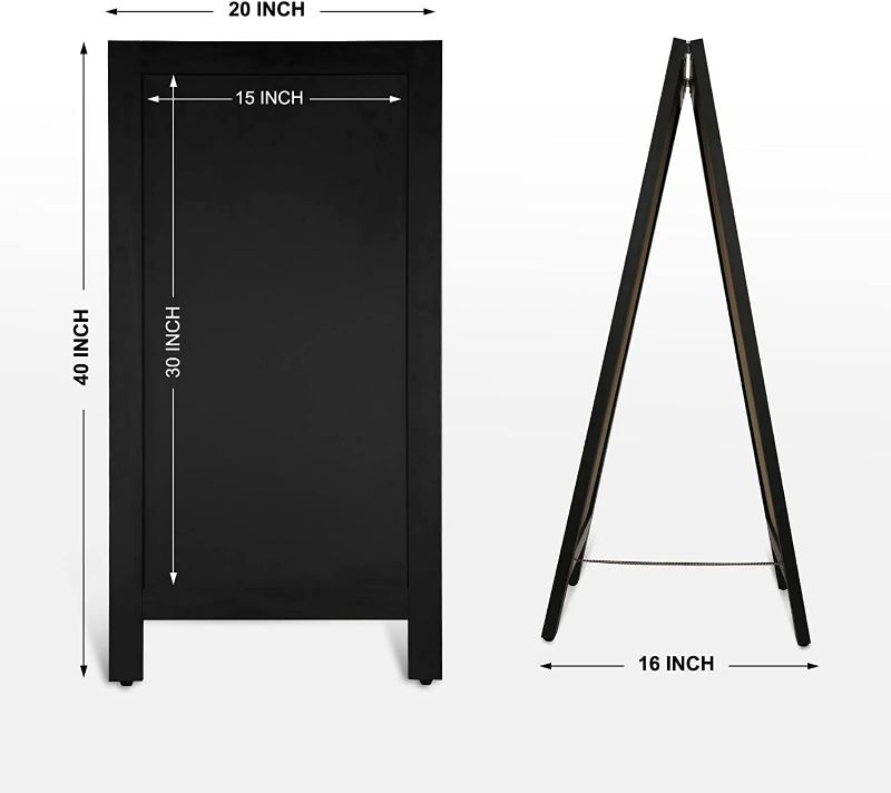 Photo 2 of 4 THOUGHT A-Frame Magnetic Sidewalk Chalkboard Sign 40 x 20 Inches, Classic Wooden Freestanding Sidewalk Sign, Double-Sided Sign Board for Restaurant Shop Wedding Party, Black