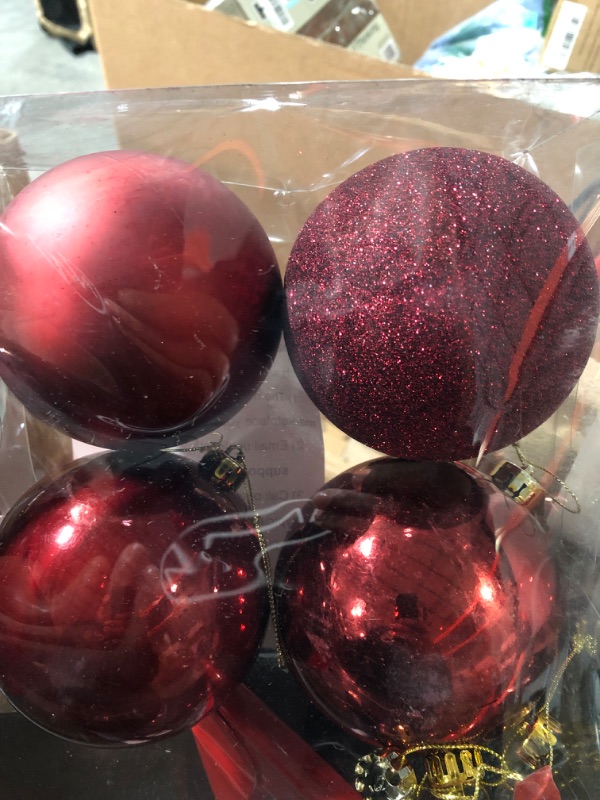 Photo 1 of  Christmas Tree Decoration Ornaments  Set of 4pcs Burgundy Wine Red Dark Red Ornaments