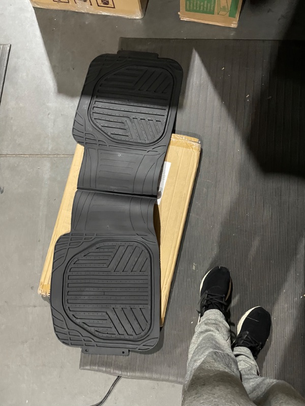 Photo 2 of BDK M783 DuraChannel Heavy Duty Rubber Car Floor Mats Liner for Auto - All Weather 3 Piece Set Front & Rear, Fits Car Truck SUV Van, Universal Trim to Fit Black