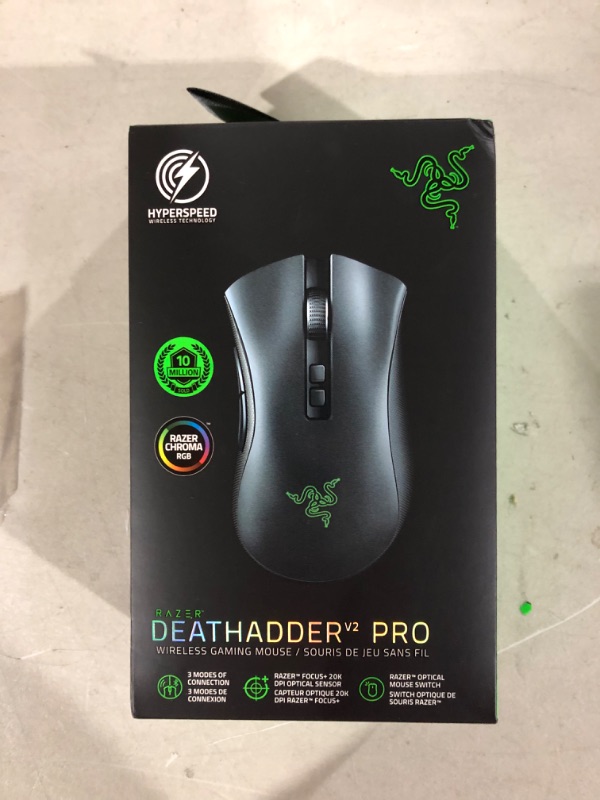 Photo 2 of Razer DeathAdder V2 Pro Wireless Gaming Mouse: 20K DPI Optical Sensor - 3X Faster Than Mechanical Optical Switch - Chroma RGB Lighting - 70 Hr Battery Life - 8 Programmable Buttons - Classic Black