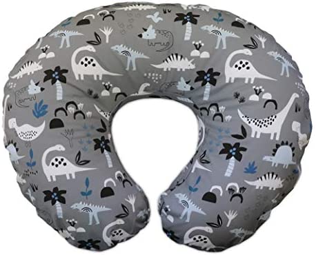 Photo 1 of Boppy Nursing Pillow and Positioner—Original | Gray Dinosaurs with White, Black and Blue | Breastfeeding, Bottle Feeding, Baby Support | With Removable Cotton Blend Cover | Awake-Time Support