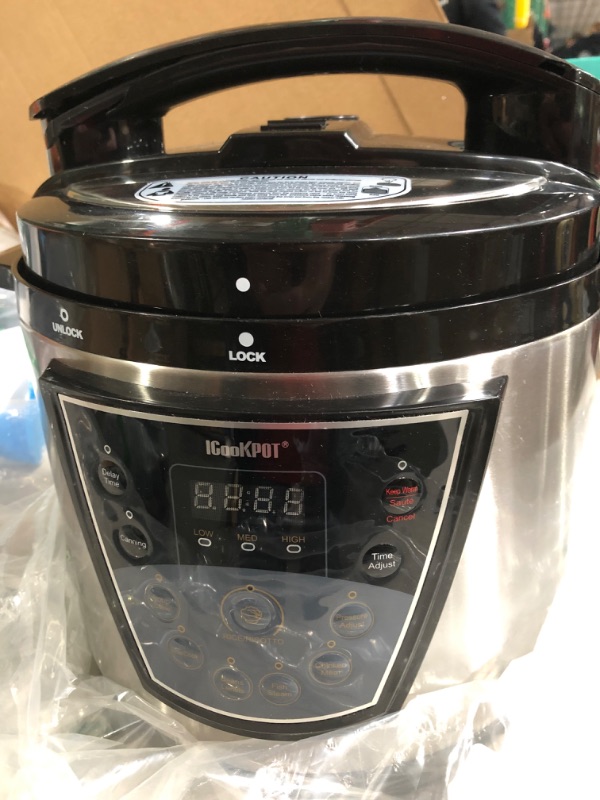 Photo 3 of [USED/DAMAGE] ICOOKPOT Pressure Cooker 6 QT 9-in-1 Multi-Use Programmable Steamer Pot Rice Cooker