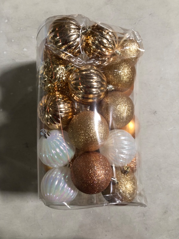 Photo 2 of [DAMAGE] Hallmark Champagne, Gold, White Christmas Ball Ornaments, Set of 30 Christmas Baubles, Shatterproof