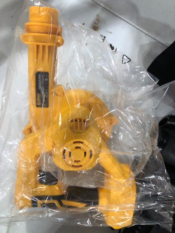Photo 1 of Alloyman Leaf Blower, 20V Cordless Leaf Blower, with 4.0Ah Battery & Charger, 2-in-1 Electric Leaf Blower & Vacuum for Yard Cleaning/Snow Blowing. Yellow1