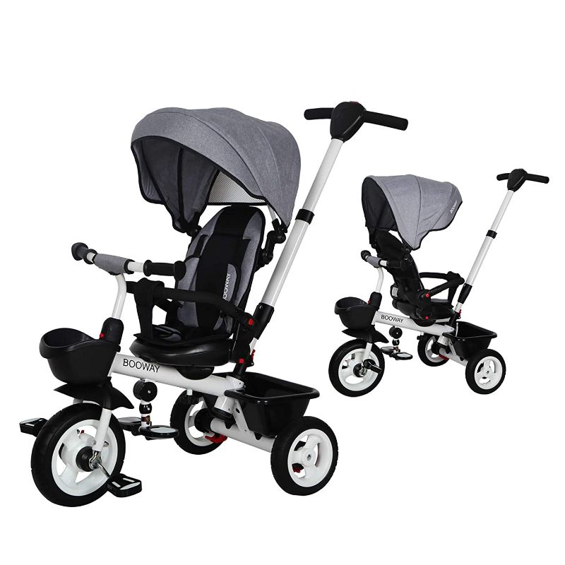 Photo 1 of BOOWAY Baby Trike, 6-in-1 Kids Stroller Tricycle with Adjustable Push Handle, Removable Canopy, Safety Harness for 6 Months - 5 Year Old