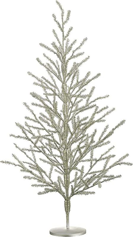 Photo 1 of 

 Tinsel Tree on Metal Stand Antique Silver 