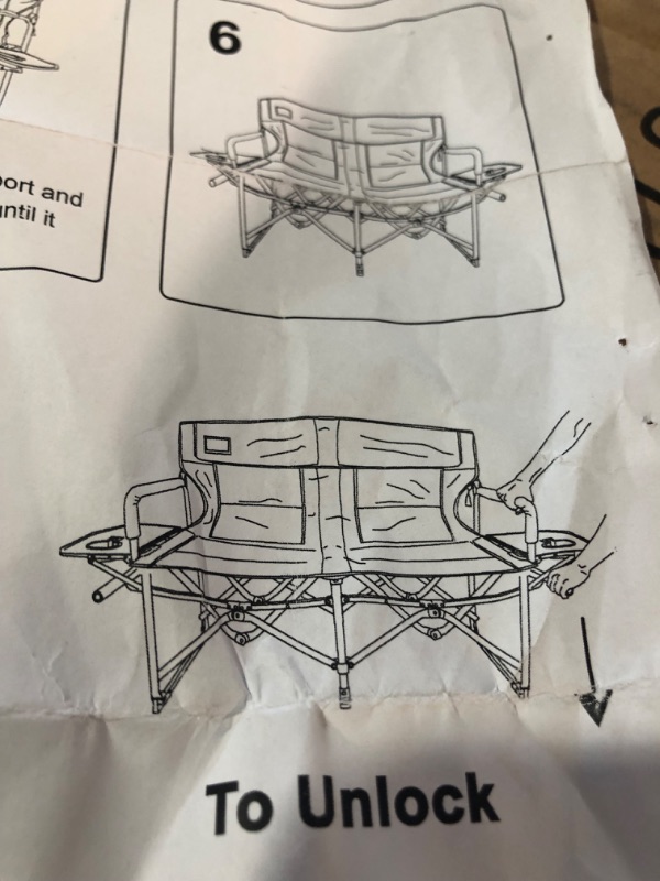 Photo 4 of (READ NOTES) Camphor Designs Oversized Double Portable Folding Director’s Loveseat Chair Grey