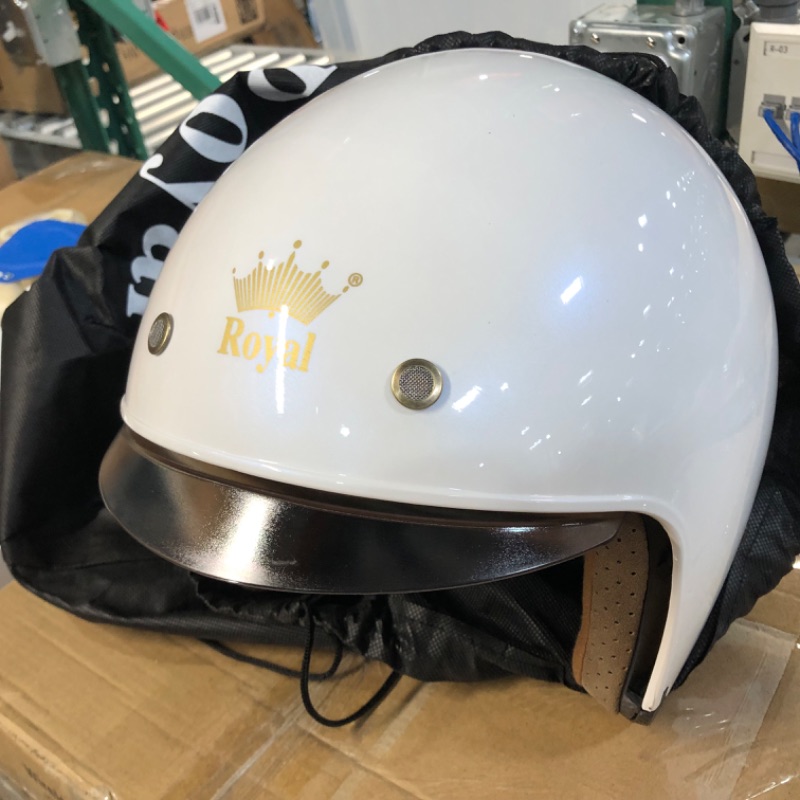 Photo 2 of Royal Open Face Motorcycle Helmet White MEDIUM