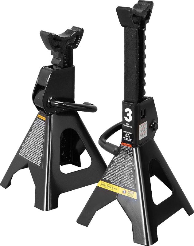 Photo 1 of **SEE NOTES** Steel Jack Stands: 3 Ton (6,000 lb) Capacity, Black, 1 Pair