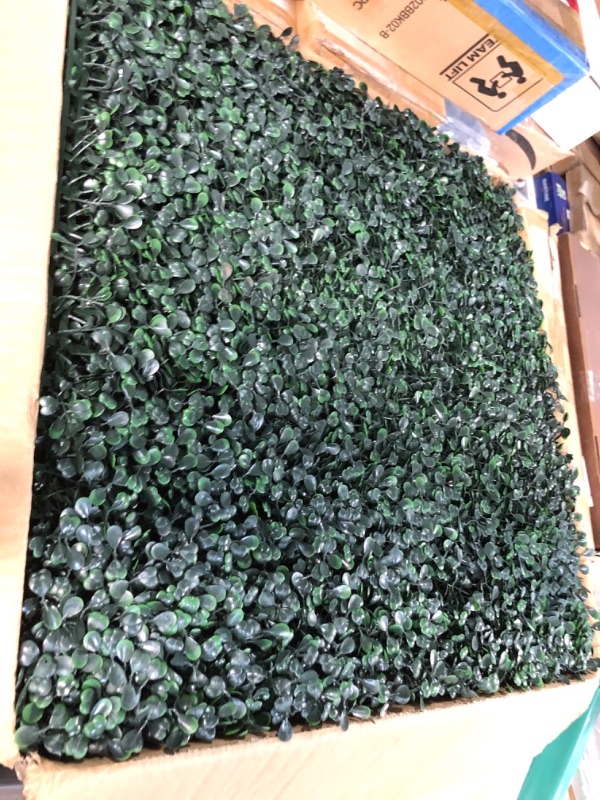 Photo 3 of **USED BUT APPEARS NEW**  DOEWORKS 6PCS Artificial Boxwood Hedges Panels, 20" x 20" Faux Plant Ivy Fence Wall Cover - Dark Green