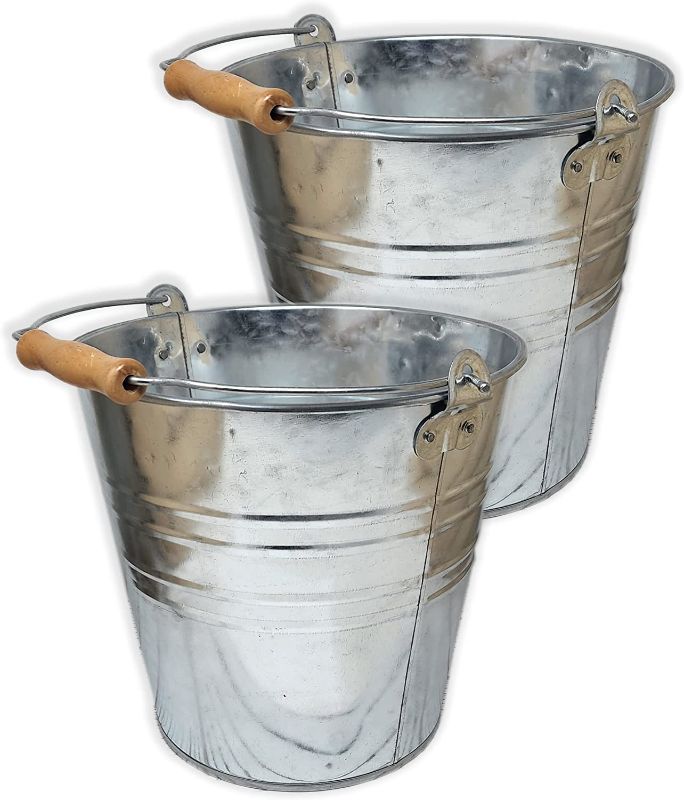 Photo 1 of (2 Pack) Large Metal Bucket 1.875 Gallon  