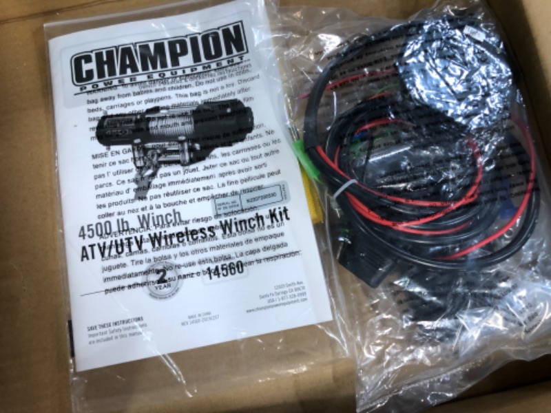 Photo 2 of Champion Power Equipment-14560 4500-lb. ATV/UTV Wireless Winch Kit 4500 lb + ATV/UTV + Roller Fairlead