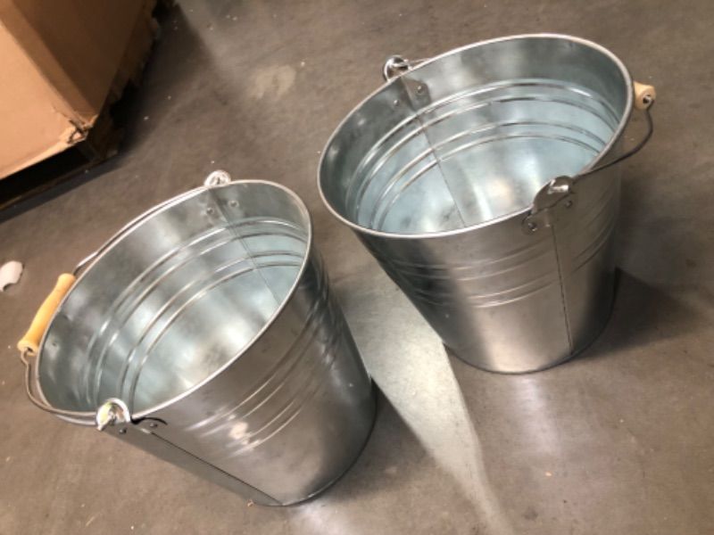 Photo 3 of (2 Pack) Large Metal Bucket 1.875 Gallon  