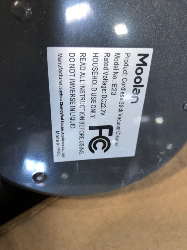 Photo 3 of **FOR PARTS, SEE NOTES**  Moolan Lightweight Cordless Vacuum Cleaner