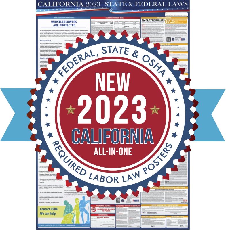 Photo 1 of 2023 California State and Federal Labor Laws Poster - OSHA Workplace Compliant 24" x 36" - All in One Required Posting - Laminated (English)