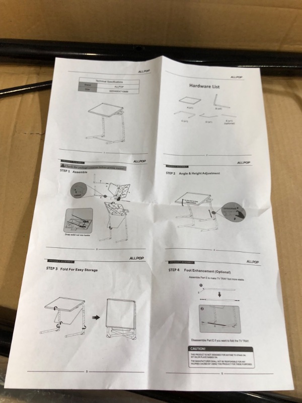 Photo 2 of [USED] Allpop Adjustable TV Tray Table