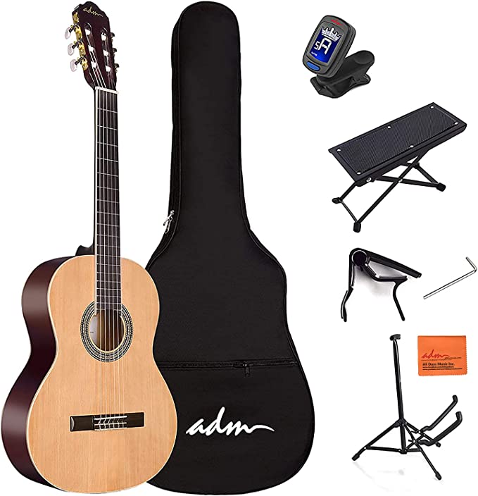 Photo 1 of [DAMAGE] ADM Acoustic Guitar with Stand - Tan/Black