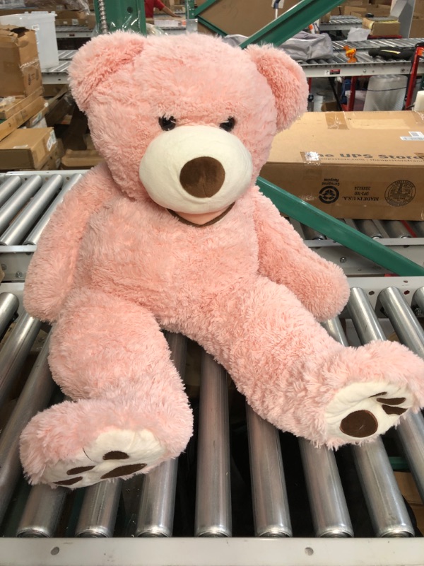 Photo 3 of [DAMAGE] HollyHOME Teddy Bear Stuffed Animal Plush Giant Teddy Bears with Footprints Big Bear 36 inch Pink