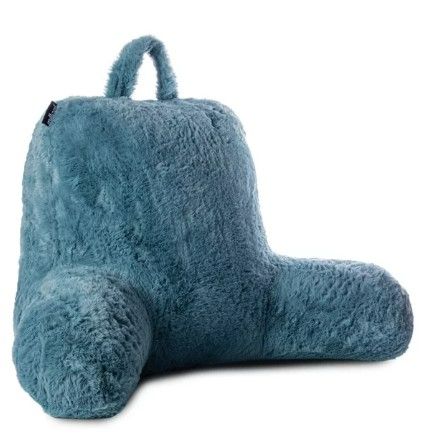 Photo 1 of A Nice Night Faux Fur Reading Pillow Bed Wedge Large Adult Children Backrest with Arms Back Support for Sitting Up in Bed / Couch for Bedrest,blue