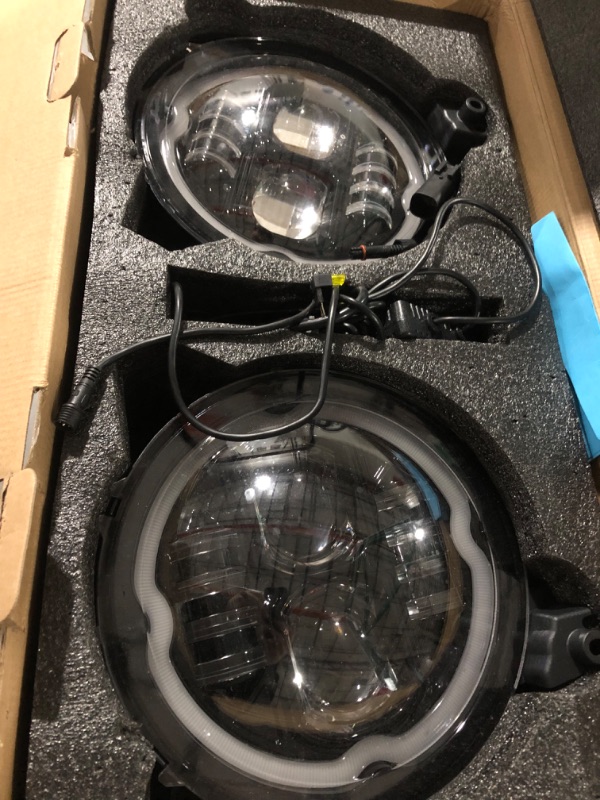 Photo 1 of WOLUEN 9 Inch RGB LED Headlights with Chasing RGB Halos - fit for 2018+ Wrangler JL and 2020+ Gladiator JT headlight replacement with APP controlled Chasing RGB halos Black-Chasing Halos
