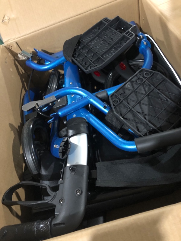 Photo 1 of 2 in 1 Rollator Walkers for Seniors with Padded Seat- Medical Transport Chair Walker with Adjustable Handle and Reversible Backrest (Blue)