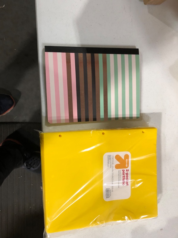 Photo 1 of  32 Pocket Plastic Folder Yellow and 6 Composition Notebook College Ruled Bold Stripes
bundle